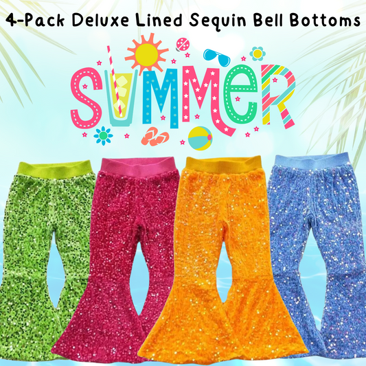 4-Pack Sequin Bell Bottoms: Bright Summer Neon Kids
