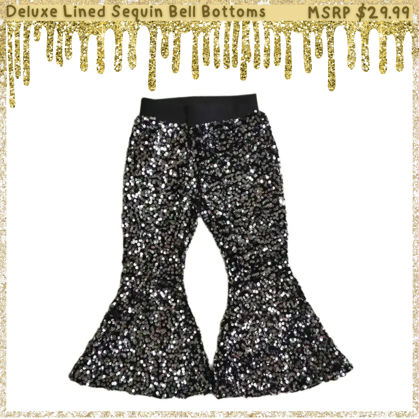 Deluxe Lined Sequin Bell Bottoms (Flare Pants)