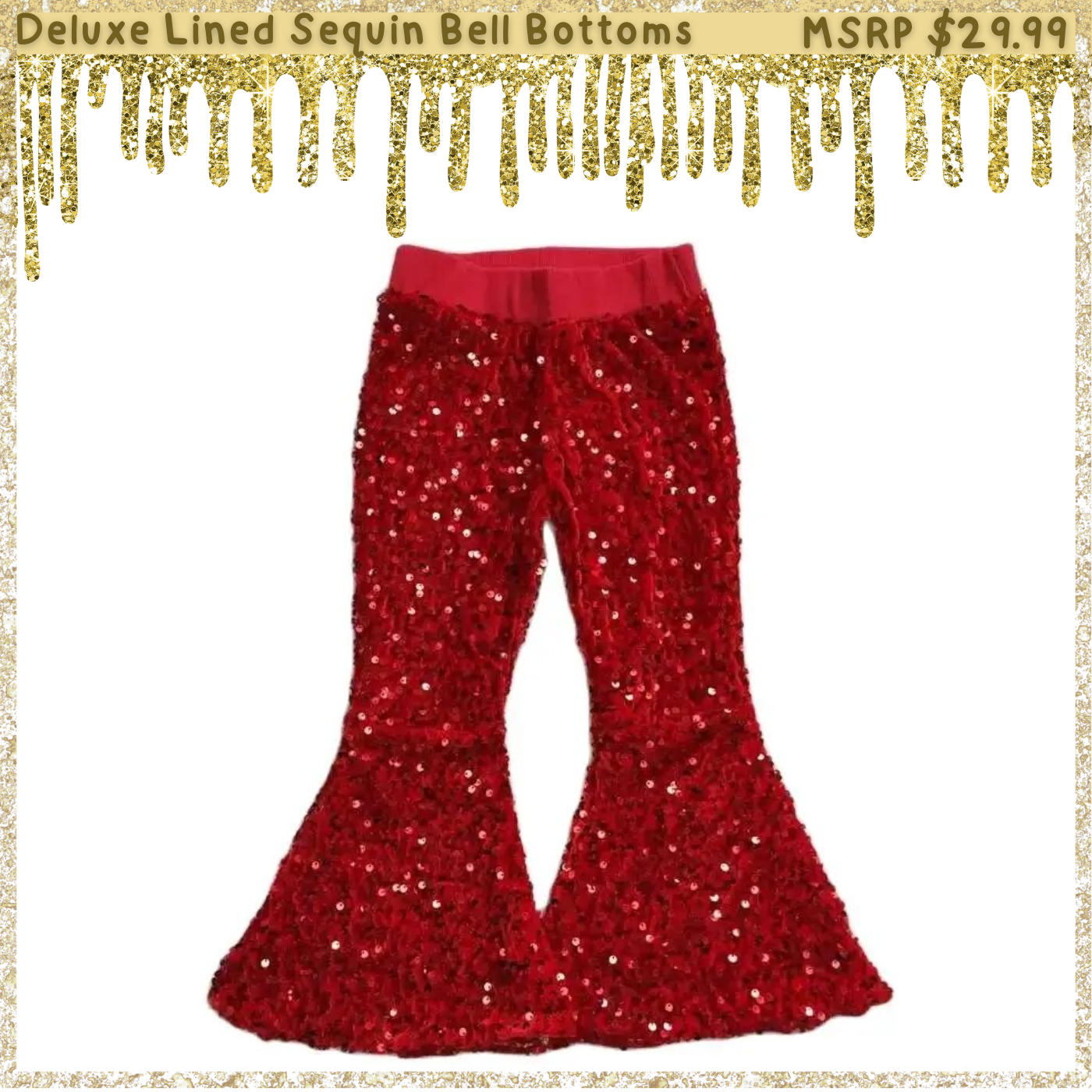 4-Pack Sequin Bell Bottoms: Christmas Red Green Kids