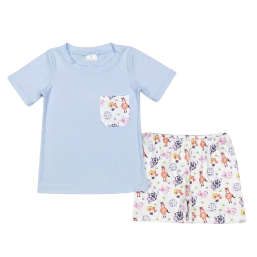 Lil' Farm Animals Whimsical Summer Shorts Outfit - Kids