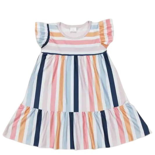 Colorful Dress Paradise Resort Stripe Ruffle - Kids Clothing