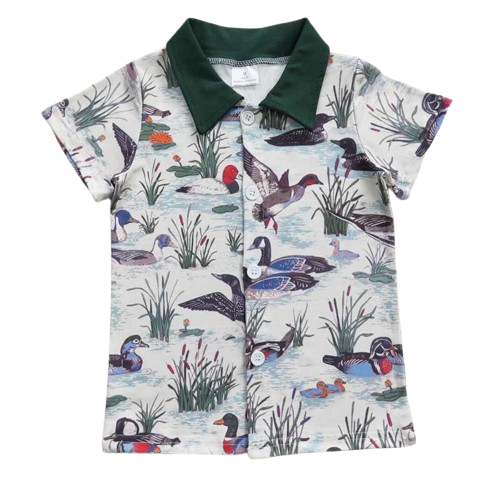 PEACEFUL DUCKS Boys Short Sleeve Dress Button Front Shirt