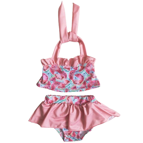 Girls Two Piece Swimsuit - Watermelon Skirt Ruffle Kids