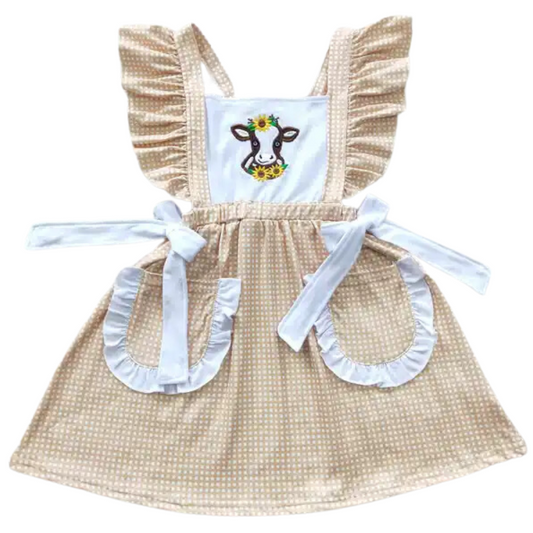 Southwest Dress Classic Cow Bow Accent - Kids Clothing