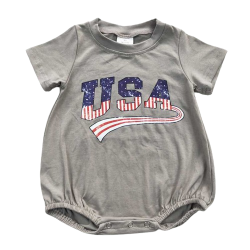 4th of July Baby Romper - USA Lettering Boy Girl Unisex