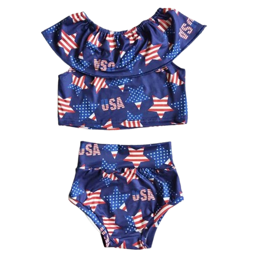 Baby Girls 4th of July Bummies Summer Outfit - USA Star