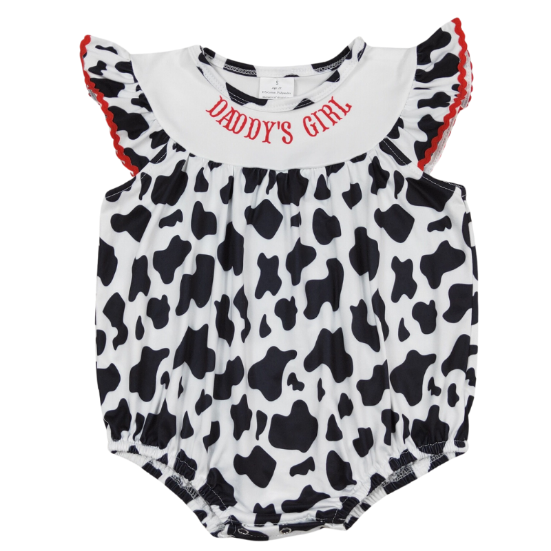 Southwest Baby Romper Daddy's Girl Cow Print Bubble