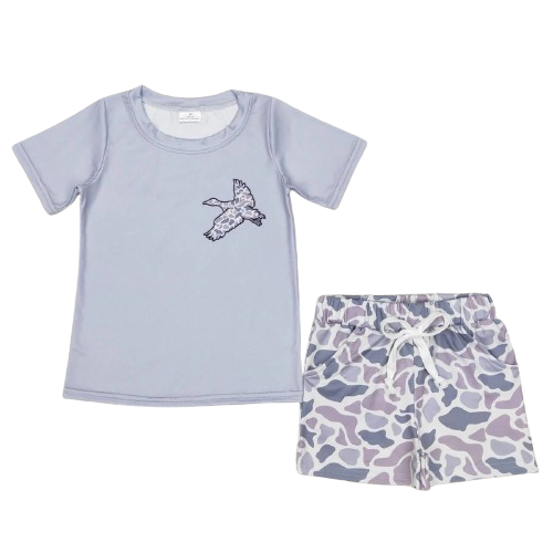 CAMO-GRAYSCALE Flying Duck Summer Shorts Outfit Set