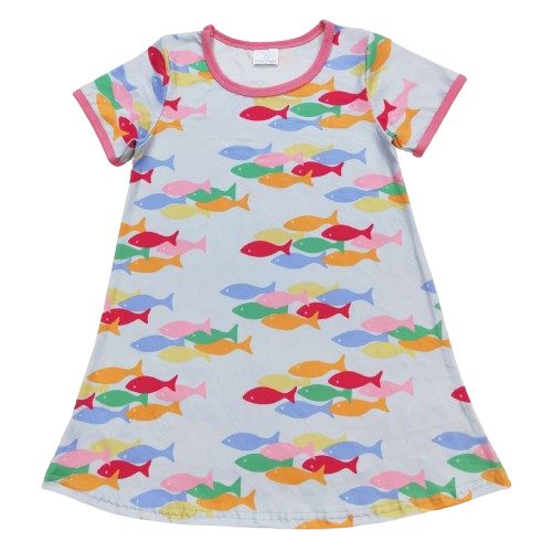 Coastal Resort Dress Colorful Fish - Kids Clothes