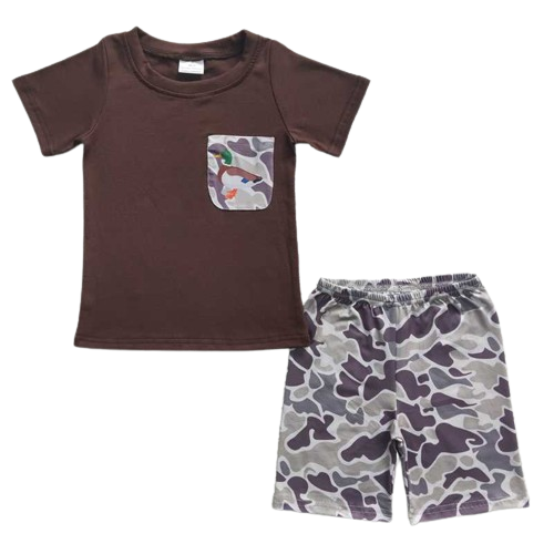 Boys Camo Duck - Western Summer Shorts Outfit Kids Clothes