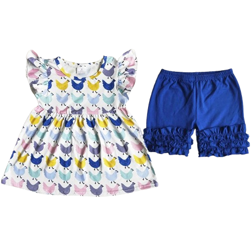 Cute Chicken Southwest Summer Shorts Outfit - Kids Clothing