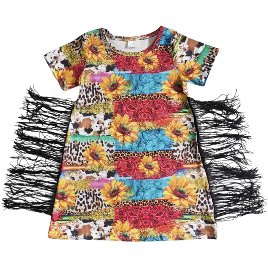 Southwest Dress Bright Sunflower Stripe - Kids Clothing