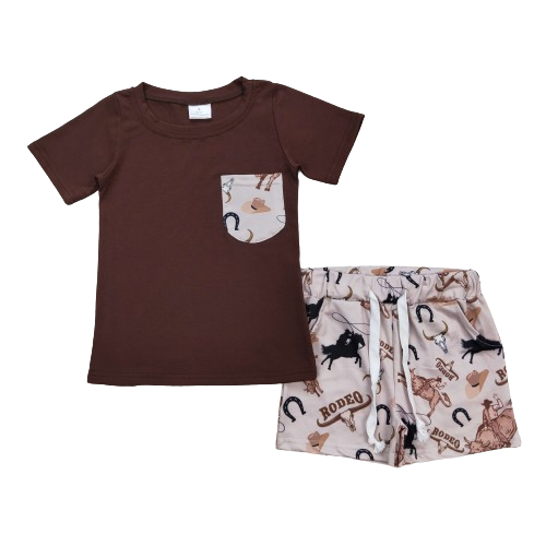 Boys Rodeo Western Summer Shorts Outfit - Kids Clothes