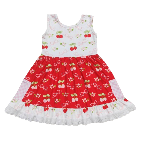 4th of July Dress Cherry Floral Ruffle - Kids Clothes