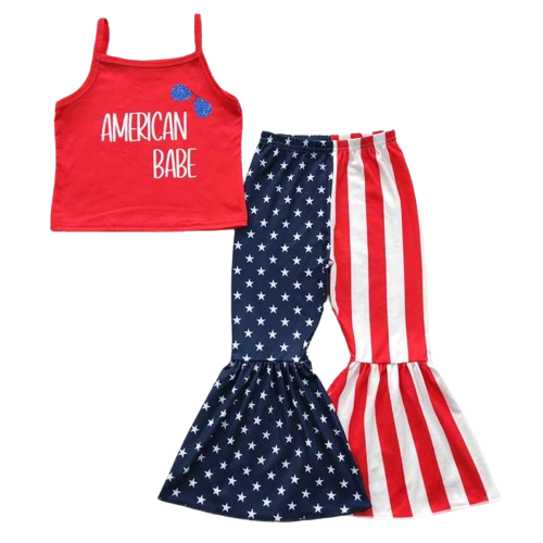 American Babe - Summer Bell Bottoms 4th of July Outfit Flag