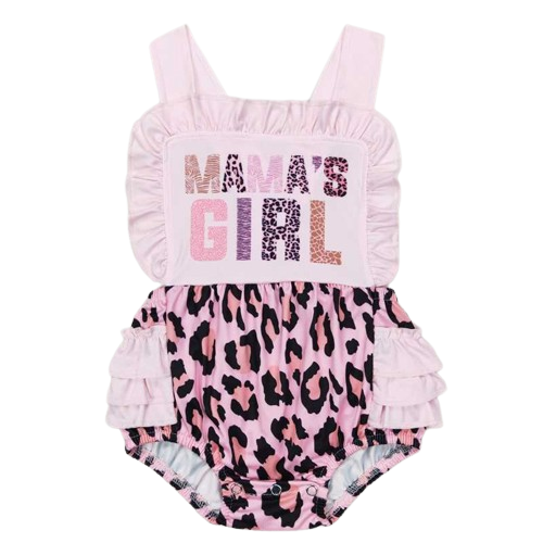 Pink Leopard Print MAMA'S GIRL Summer Baby Girl Romper