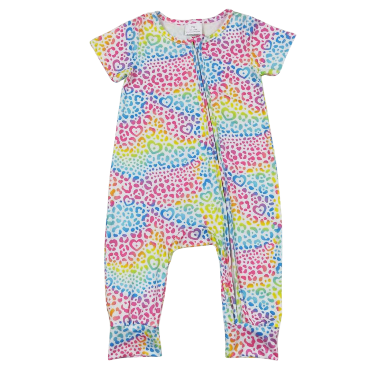 Southwest Baby Romper Rainbow Leopard Print Zip