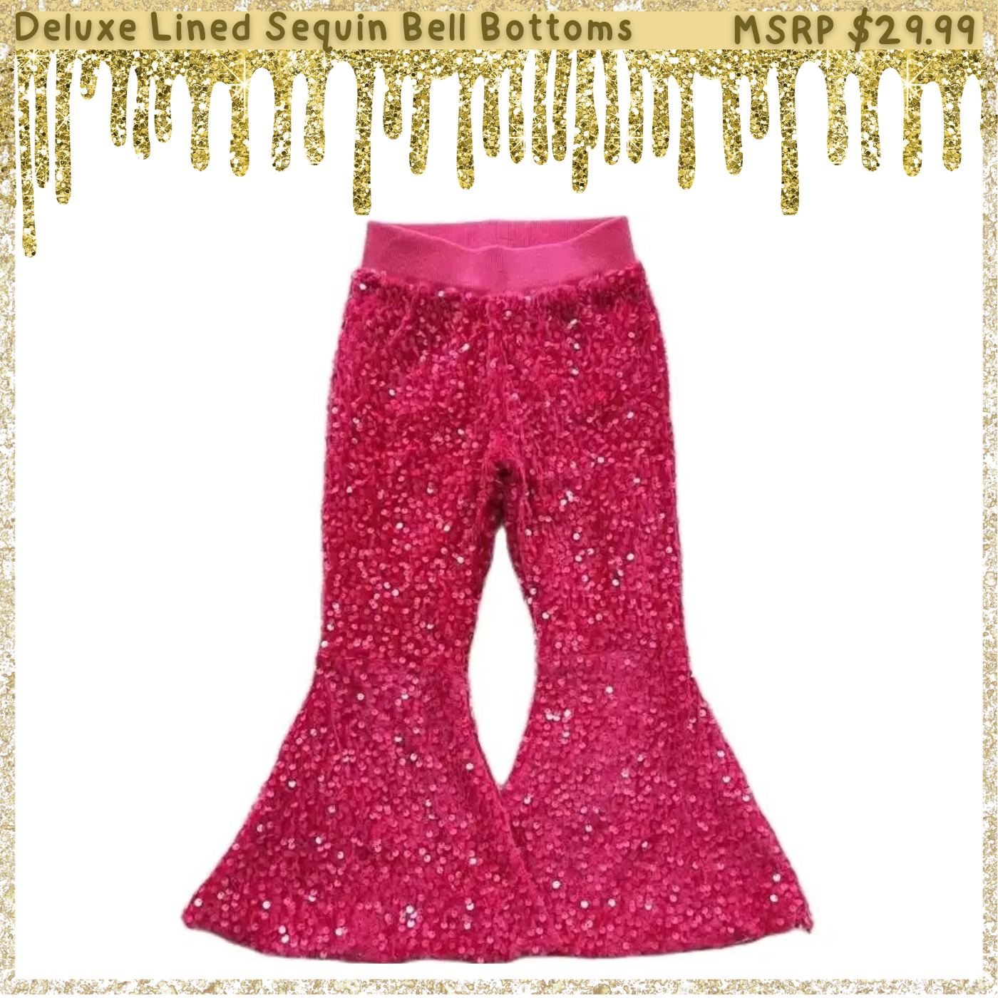 SUMMER 4-Pack: Girls Deluxe Lined Sequin Bell Bottoms (Flare Pants)