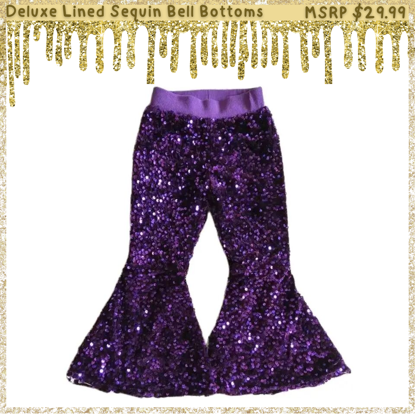 Deluxe Lined Sequin Bell Bottoms (Flare Pants)