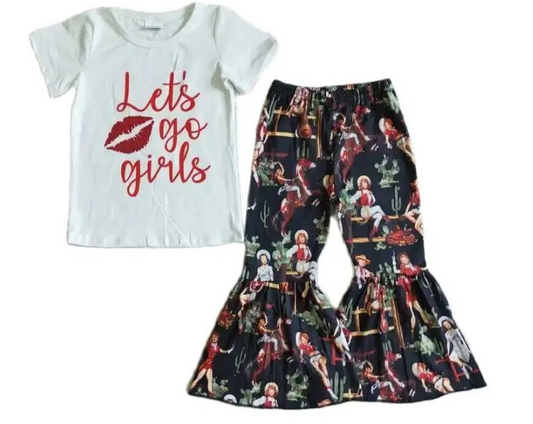 $6.00 Sale Let's Go Girls! Southwest Bell Bottom Outfit - Kids Clothing Summer