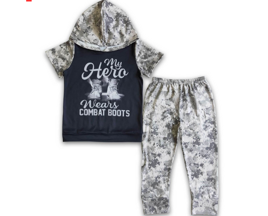 $6.00 Kids Clothing Outfit - My Hero Wears Combat Boots - Camo
