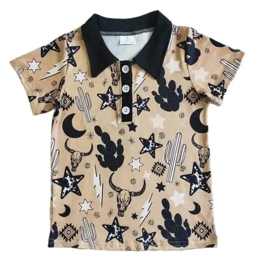 Boys Clothing -  Fast Ship! Southwest Steer Horse Cowboy Style Button Down Shirt