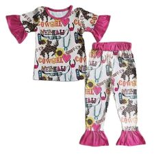 $6.00 Sale Boujee Cowgirl Southwest Loungewear Outfit - Kids Clothing Summer
