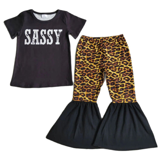 SASSY Leopard - Western Bell Bottom Outfit Kids Clothing