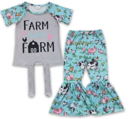 $6.00 Sale FARM SWEET FARM Chicken Barn Print Southwest Bottoms Outfit - Kids Clothing Summer