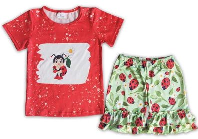 Sweet Ladybug Ruffle Shorts Outfit - Kids Clothing Summer