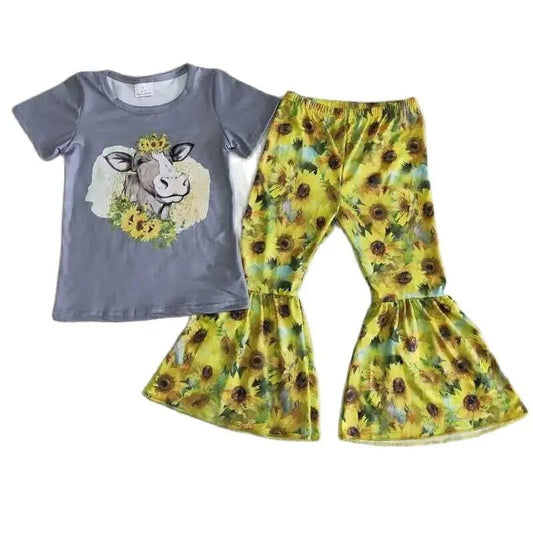 $6.00 Sale  Sunflower Cow Bell Bottoms Outfit