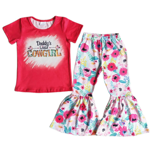 $6.00 Sale  Girls Western Daddy's Little Cowgirl Floral Bottom Pants Outfit