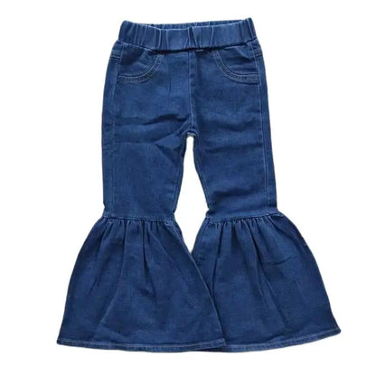 Girls Western Denim Flare Bell Bottom JEANS Pants Kids