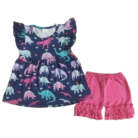 $6.00 Sale Dinosaur Hearts Ruffle Shorts Outfit