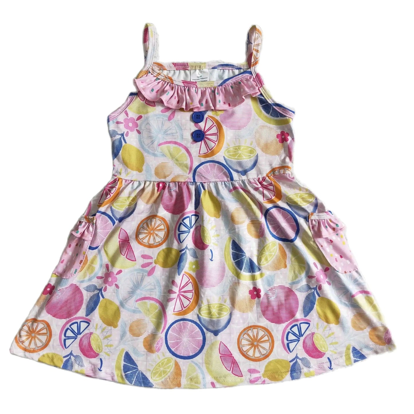 PASTEL FRUIT - Sleeveless Summer Dress Kids Girls Twirly