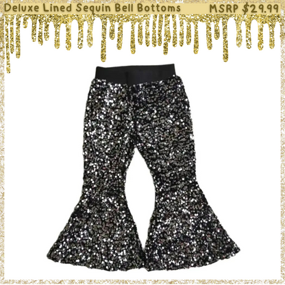 GLAMOROUS 4-Pack: Girls Deluxe Lined Sequin Bell Bottoms (Flare Pants)