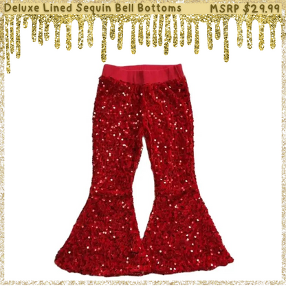 CHRISTMAS 4-Pack: Girls Deluxe Lined Sequin Bell Bottoms (Flare Pants)