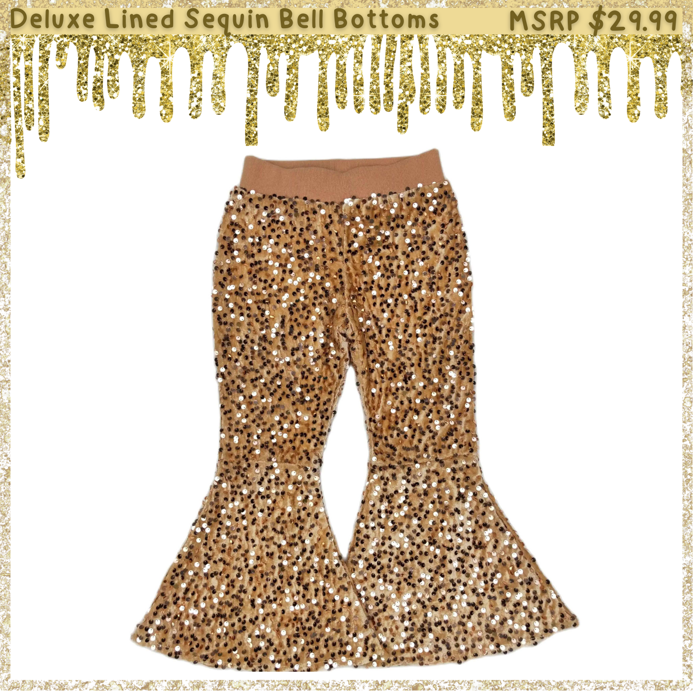 Deluxe Lined Sequin Bell Bottoms (Flare Pants)