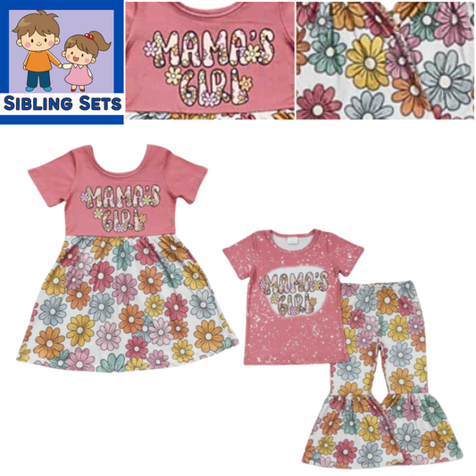 Groovy Floral MAMA'S GIRL Pink Daisy Sibling Set