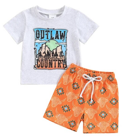 Boys Clothing Summer Short Sets Cotton Western
