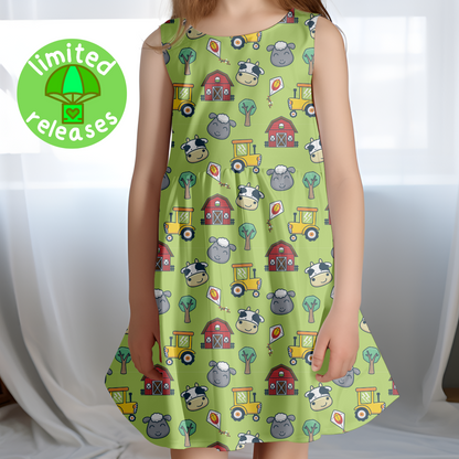 Kids Clothing - Sparkledots® Twirly Dress #24003 Farm Animal Friends - Spring Summer Sleeveless Sundress