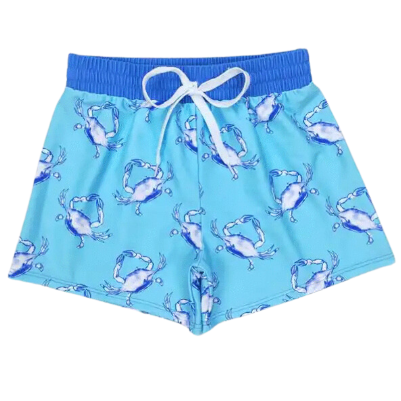 Boys Clothing Swim Trunks - Blue Resort Crab Kids