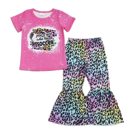 Scocer Leopard Girl - Western Bell Bottom Outfit Kids Summer