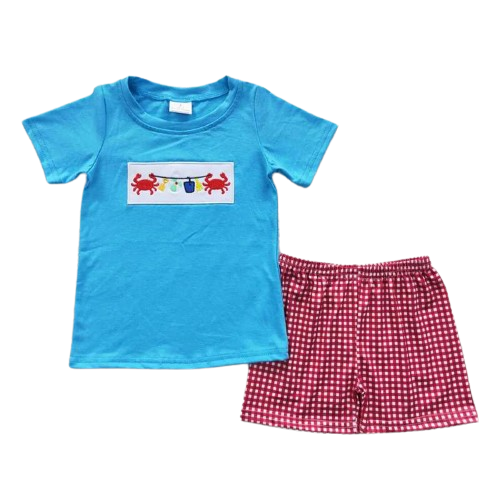 Crabs Having Fun Outfit 4th of July Short Sleeve Shirt and Shorts - Kids Clothing