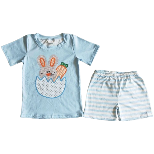 Easter Plaid Outfit Whimsical Short Sleeve Shirt and Shorts - Kids Clothing