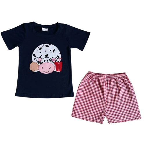 Silly Cow Whimsical Summer Shorts Outfit - Kids Clothing