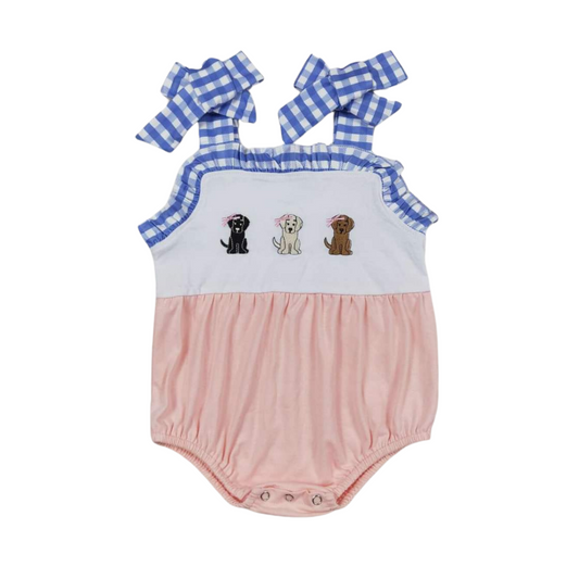 Summer  Whimsical Baby Romper Puppy Love - Kids Clothing