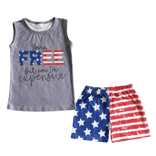 Born Free But Expensive - Summer 4th of July Outfit BOYS