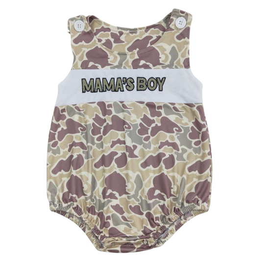 CAMO-MAMA'S BOY Sleeveless Button Shoulder Romper