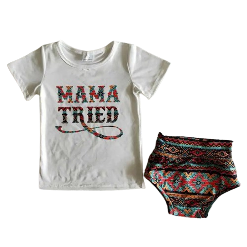 Mama Tried  Outfit Southwest Baby Bummies - Kids Clothing
